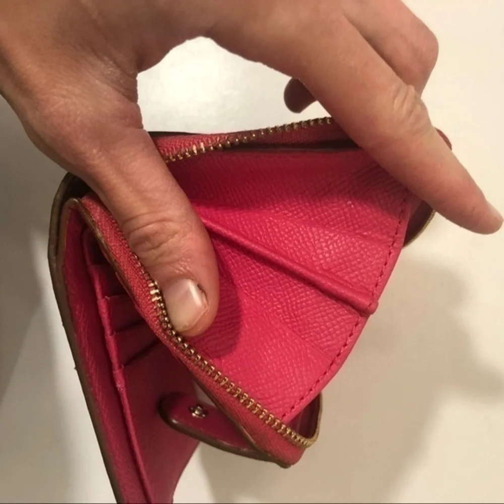 Coach signs brown/khaki pink wallet